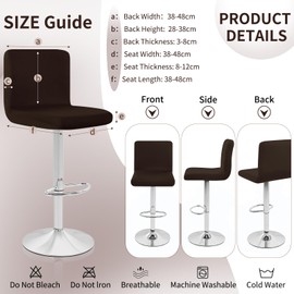 Showgeous Set of 4 Bar Chair Covers, Bar Stool Covers, Stretch Removable Dining Room Chair Covers for Pub Counter, Dining Chair, Bar Stool, Counter Slipcovers, Dining Room Chair Protective Cover (Dark