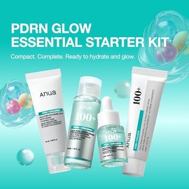 Anua Salmon DNA PDRN Glow Essential Starter Kit Kit de cuidado de la piel de ácido hialurónico, rutina de piel de vidrio con limpiador reafirmante e h