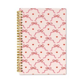 ICEWHITEY Coquette Bow Spiral Journal Notebooks,Cute Pink Notebook Journal for Women,Preppy Stuff Journal for Note Taking Writing for Women School Office Work,5.5x8.3