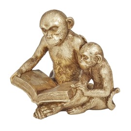 Deco 79 Polystone Monkey Sculpture, 9" x 6" x 7", Gold