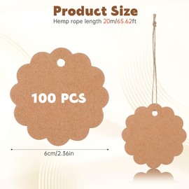 Kraft Paper Gift Tags,100PCS Kraft Paper Hang Tags with String Brown Hanging Price Tag Wedding Favors Tag for Gift Wrapping Craft Projects Greeting Cards