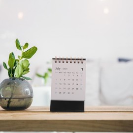 STOBOK Mini Desk Calendar 2025-2026 Monthly Planner Portable Standing Flip Small Table Calendar for Home Office Decor Black