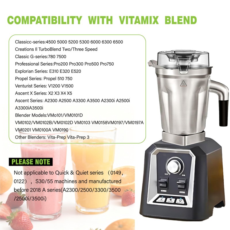 64-Ounce Stainless Steel Blending Container Replacement with SELF-DETECT, for vitamix