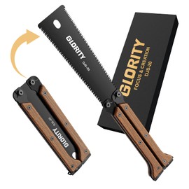 Glority Folding Japanese Saw, 140 mm Hand Saw with Double Edges of 13/14 TPI, Made of SK5 Carbon Steel and Three-Sided Grinding Tooth Design, Portable Japanese Pull Saw for Woodworking & DIY
