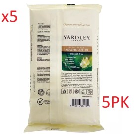 Yardley Lot of 5 Yardley London Disposable Washcloths 18 Count 12"x8" X5 =90 Wipes Total