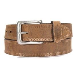 Carhartt Leather Triple Stitch Belt, Brown with Antique Nickel Finish, 32
