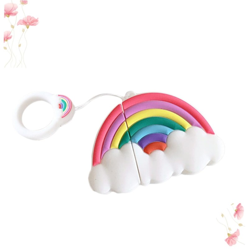 jojofuny 3pcs Cartoon Rainbow Wireless Earphone Cover Protective Case for