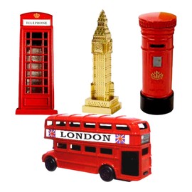 London Souvenir Sharpener Set, Pencil Sharpeners Set of 4 Pieces, British Collectable Die Cast London Famous Icons Sharpeners Set Multicolor