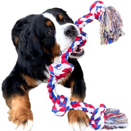 Youngever Rope Dog Toy for Strong Large Dogs, Rope for Aggressive Chewing, Large Dog Breeds, Indestructible Rope for Large Breed Dog Tug War Teeth Cleaning (105 cm 5 Knots)