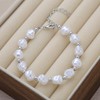 Sttiafay Pearl Beaded Chain Bracelet White Baroque Pearl Bracelet Silver