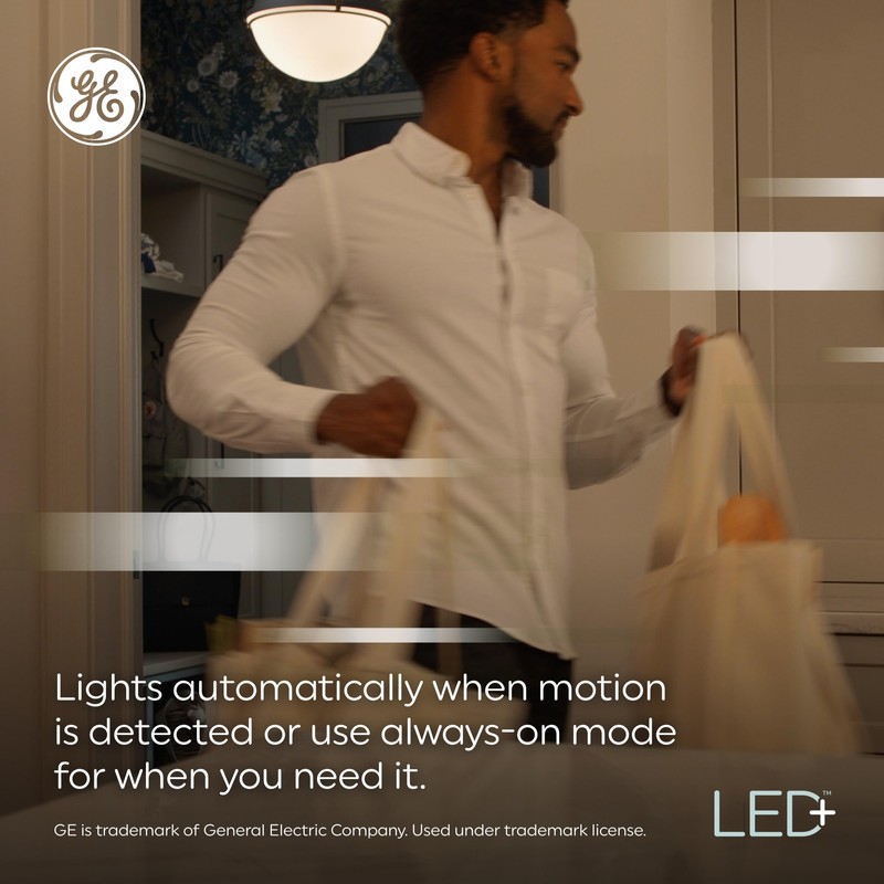 GE LED+ Motion Sensor LED Light Bulbs, 12W, Outdoor Security