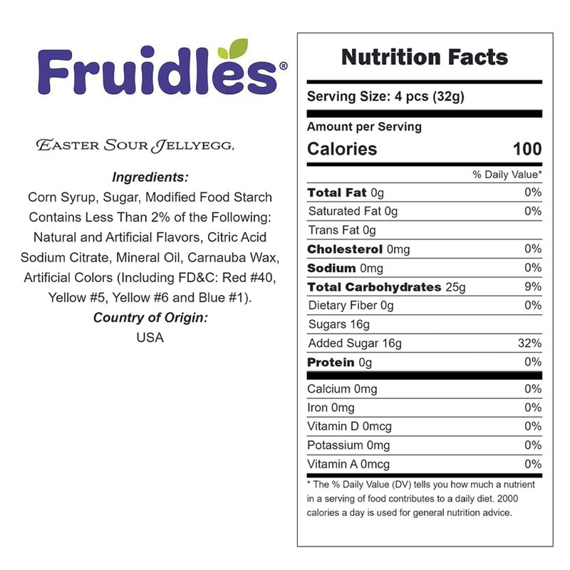 Fruidles Easter Sour Jelly Egg Unwrap Candy Treats, Fun and