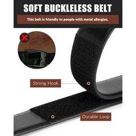 BELTROAD Buckleless Belts Leather No Scratch Belt for Men Hook and Loop Work Technician 1.5" Mechanic Belt Men Travel Gifts