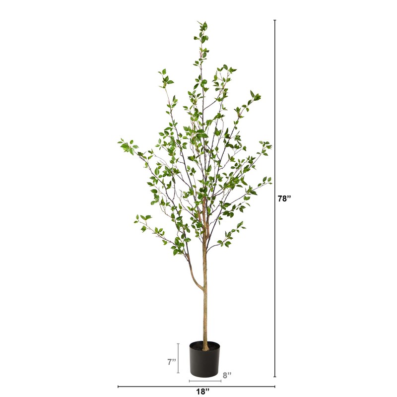 Nearly Natural 6.5ft Minimalist Artificial Citrus Tree, Faux Greenery for
