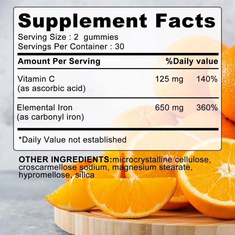 pslalae Iron Supplements 650mg - with Vitamin C - Absorbs