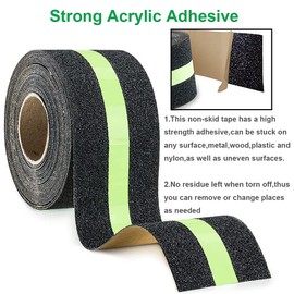 KAHEIGN Anti-Slip Tape Non-Slip Strips 10 m x 5 cm Non-Slip Tape Glow in the Dark Safety Warning Tape for Stairs, Ladders and Slippery Floors Indoor and Outdoor Use
