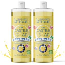 Brittanie's Thyme Pure Castile Liquid Soap Refill | For Hair & Body, Gentle and Pure, Made with Natural Luxurious Oils, Vegan & Gluten Free Non-GMO (Baby, 32 oz (Pack of 2))