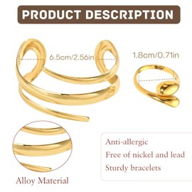 GUSXPPD Women's Gold Drop Bracelet, Water Droplet Wide Bangle Bracelets and Ring, Elegant Design, Versatile Jewellery for Any Occasion, Metal, No Gemstone