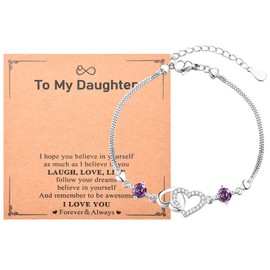 VYYU Daughter Gifts from Mum Dad, Adjustable Infinity Hearts Bracelet for Daughter Birthday Christmas Valentines Day Mothers Day Jewellery Gifts for Girls