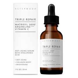 ASTERWOOD Sérum Facial Matrixyl 3000 + Argireline + Vitamina C con Ácido Hialurónico - Suero Anti Edad Hidratante y Reafirmante para el Rostro 30 ml