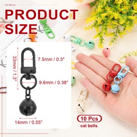 PATIKIL 10 PCS Dog Bell, Cat Bell Dog Collar Bell Small Pet Bells Keychain Cute Bulk Loud Jingle for Dog Collar Charm Pendant Necklace Accessories DIY Crafts Christmas, Black
