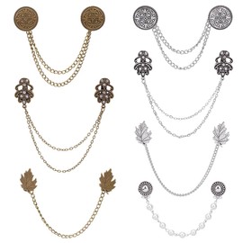 AHANDMAKER Pack of 7 Vintage Sweater Scarf Clips for Women, Alloy Collar Chain Pins, Retro Cardigan Clip Cape Closure, Tie Chain for Men's Suits and Shirts as Decoration