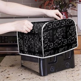 NETILGEN Toaster Cover Bread Machine Cover Fits for Most Standard 4 Slice Toasters, Keep Toaster Free From Dust And Fingerprint Oven Dustproof Cover, Coffee Dessert Black