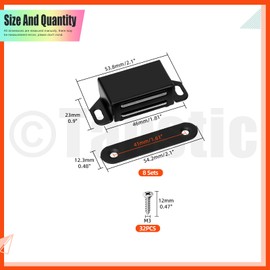 Tanstic 8Pcs Magnetic Cabinet Door Catch Magnetic Door Catch Cabinet Door Magnetic Catch Cabinet Magnetic Catch with Screws for Kitchen Door Closet Drawer(20lb, Black)