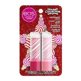 eos Bálsamos de Labios Festivos en Barra - Twist de Menta y Remolino de Caña de Dulce, Cuidado de la Piel de Edición Limitada, Regalos para Medias, 0.14 oz, Paquete de 2