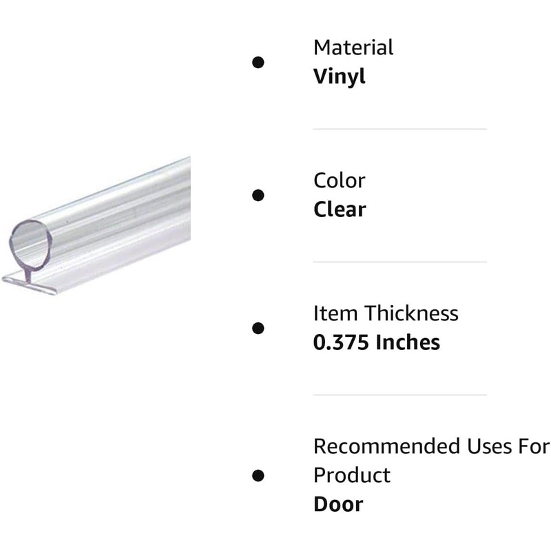 Gordon Glass® Large Translucent Shower Door Vinyl Bulb Seal -