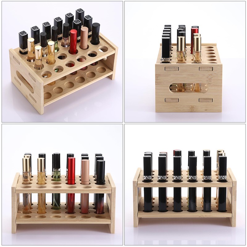 ELLDOO Rollerball Perfume Organizer, 24 Spaces Bamboo Perfume Storage Holder