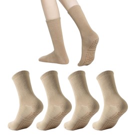 UILYNIU 2 Pairs Yoga Socks Non-Slip Socks Stopper Socks Women Pilates Socks Long Grip Socks Non-Slip Socks Grip Socks for Pilates, Yoga, Barre, Dance, Ballet, Trampoline, Fitness (Brown), brown
