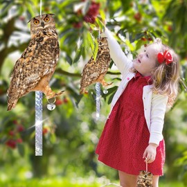 Vicsiyi Owls to Keep Birds Away, 5 Pack Fake Owls with Reflective Tape for Garden Patio, Bird Scare Reflective Hanging Decoration to Keep Birds Pigeon from Windows Tree