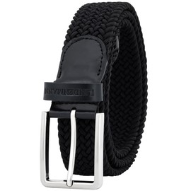 LINDENMANN Men's Stretch Belt Textile Braided Belt for Golf Black, black