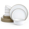 Famiware Nature Plates and Bowls Sets, 12 Pieces Stoneware Dinnerware