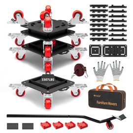 MYUEA Furniture Dolly 5 Wheels Heavy Duty with Removable Side Guards,3307 Lbs Capacity,360° Rotating Wheels & Tail Brake,Furniture Movers Lifter Tool with Wheels for Appliances,Sofas,Beds,Pianos