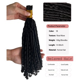 Belaved Human Braiding Hair Rose Wave Spring Curls Black 2 Bundles 100g Bulk Human Hair Extensions Knotless Spiral French Short Curly Pixy Bohemian No Weft 1B 30inch
