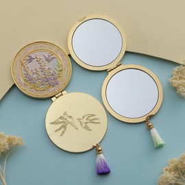 mulanfeng Chinese Style Handheld Mirror, Handheld Vanity Mirror, Exquisite and Full of Oriental Charm Gifts for Women (Purple)