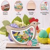 2PCS Easter Wooden Signs, Chicken Shape Natural Tabletop Decor Centerpiece