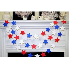Paper Garland Red White Blue Patriotic Stars garland, 4th July Decor, Patriotic garland, Stars garland, Patriotic decorations