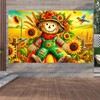HOMETITUTE Fall Thanksgiving Banner Autumn Scarecrow Sunflower Party Backdrop Banner