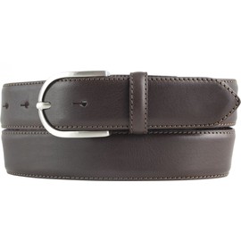 BELTINGER High Quality Women's Belt Made of Full Cowhide Leather with Round Belt Buckle 3.5 cm | Cambered Leather Belt Women's 35 mm | Women's Belt Made in Italy, Brown, silver