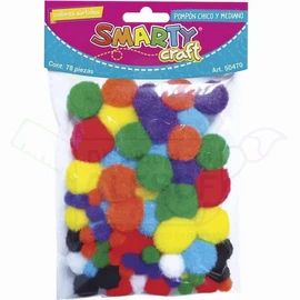 Pompones Chicos y Medianos Colores Surtidos Bolsa con 78 Piezas