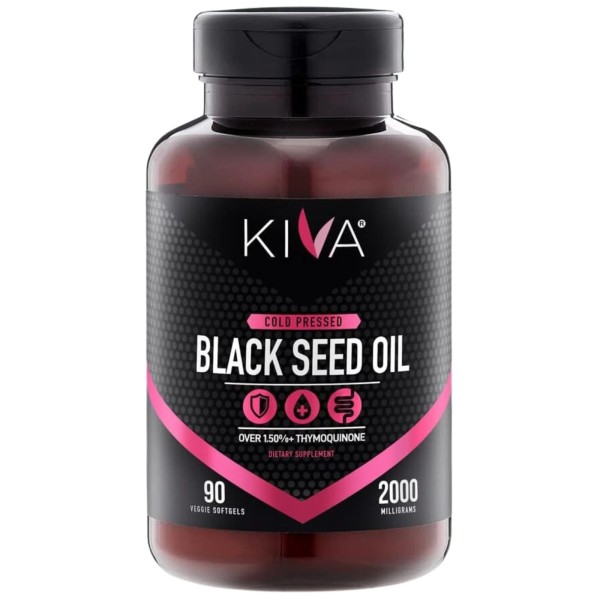 Kiva Black Seed Oil Softgel Capsules - Cold-Pressed 2000mg 1.5%+