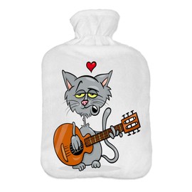 Hot Water Bottle with Pullover Cover 2 Litres Bed Bottle with Beautiful Fleece Print Cover Rubber Hot Water Bottle with Lid [092] Cat 2 2 l