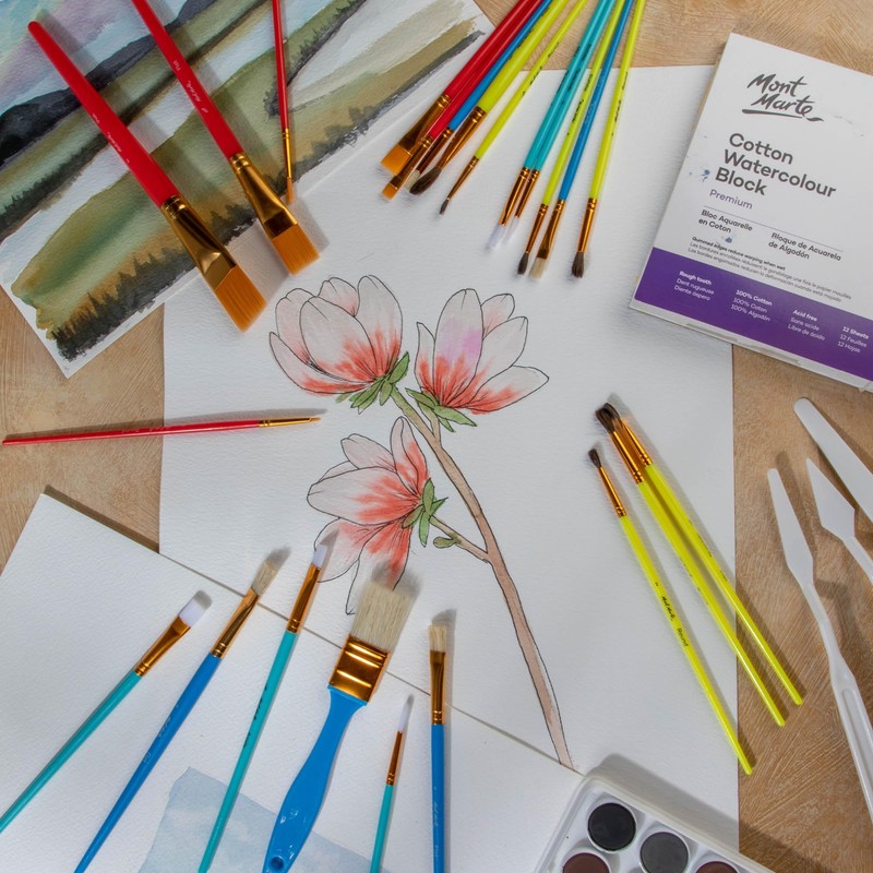 Mont Marte Paint Brushes for Beginners – 26 Pieces –