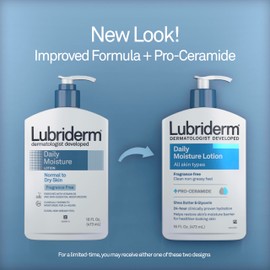 Lubriderm Lubriderm Fragrance Free Daily Moisture Lotion + Pro-Ceramide, Shea Butter & Glycerin, Face, Hand & Body Lotion for Sensitive Skin, Hydrating Lotion for Healthier-Looking Skin, 16 fl. oz