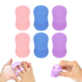 6 PCS Silicone face Scrubber Exfoliators, Facial Cleansing Brushes, Handheld Wash Scrub Pad Tools for Deep Cleaning Pore, Blackhead, Acne (2Pink+2Blue+2Purple)