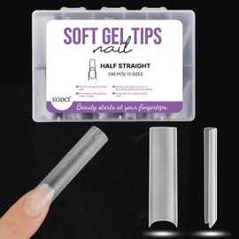 EODCI Gel Nail Tips Tapered Square Nails, 240Pcs Pre Shaped Soft Nail Tips Clear Full Cover False Nails for Gel Nail Polish Soak Off Easy for Nail Extension DIY Salon