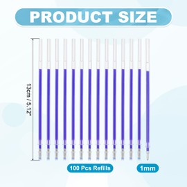 PATIKIL 100 Pcs Erasable Gel Pens Refills, 1mm Heat Erasable Pens Refills for Fabric Disappearing Ink Fabric Marking Pen for Sewing Quilting Writing, Blue Ink
